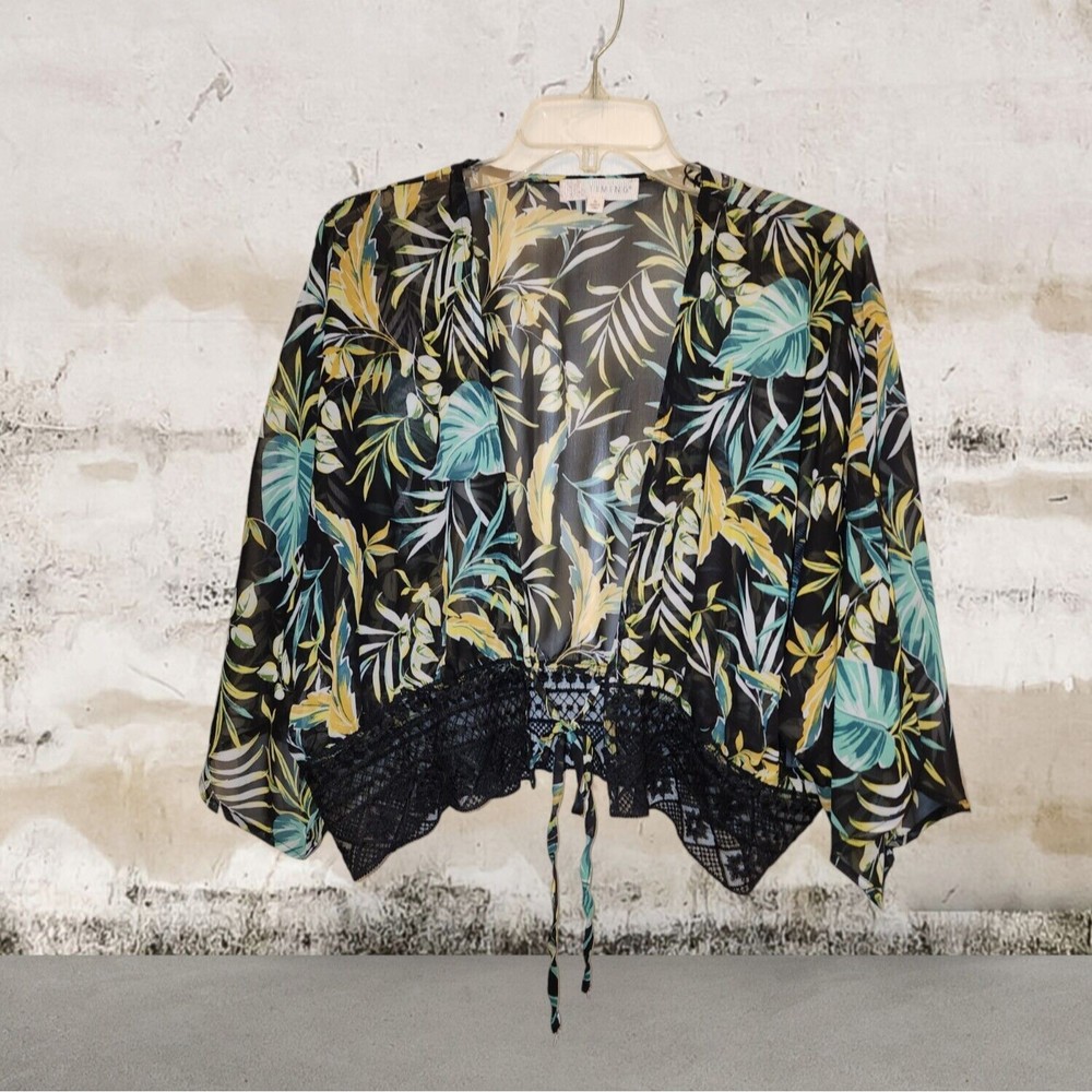 Timing Womens Blouse Size XL Jungle Floral Boho Hippy Cottage Wrap Hawaiian
